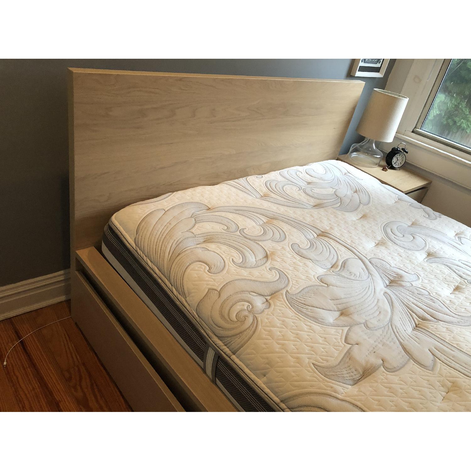 Ikea Queen Size Malm High Bed Frame w/ 2 Storage Drawers - image-3