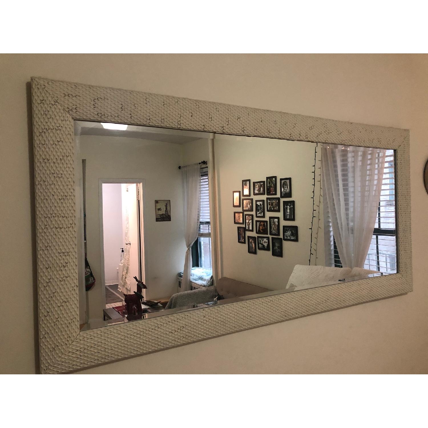 Home Goods White/Ivory Distressed Metal Framed Wall Mirror - image-1