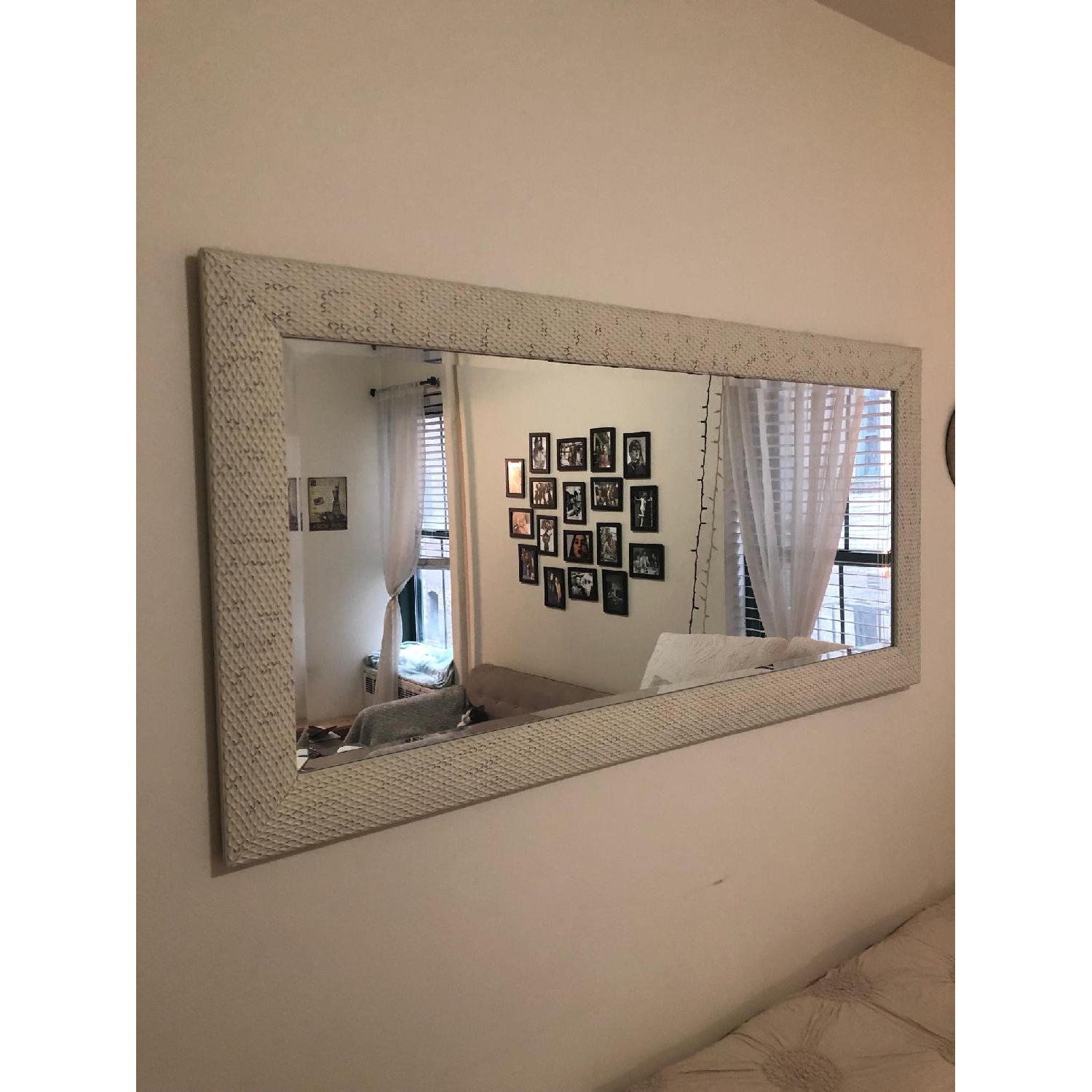 Home Goods White/Ivory Distressed Metal Framed Wall Mirror - image-3