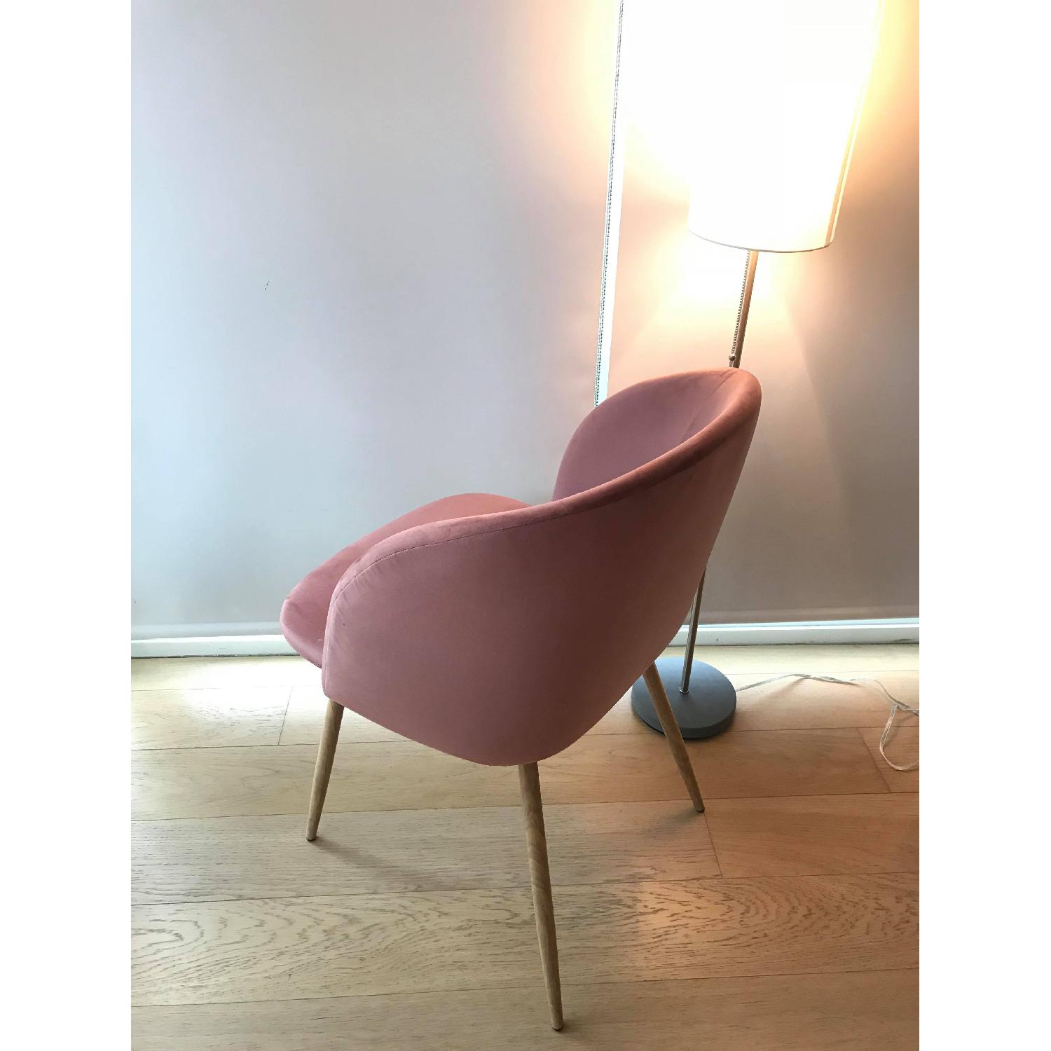 Mid-Century Pink Velvet Chair - image-1