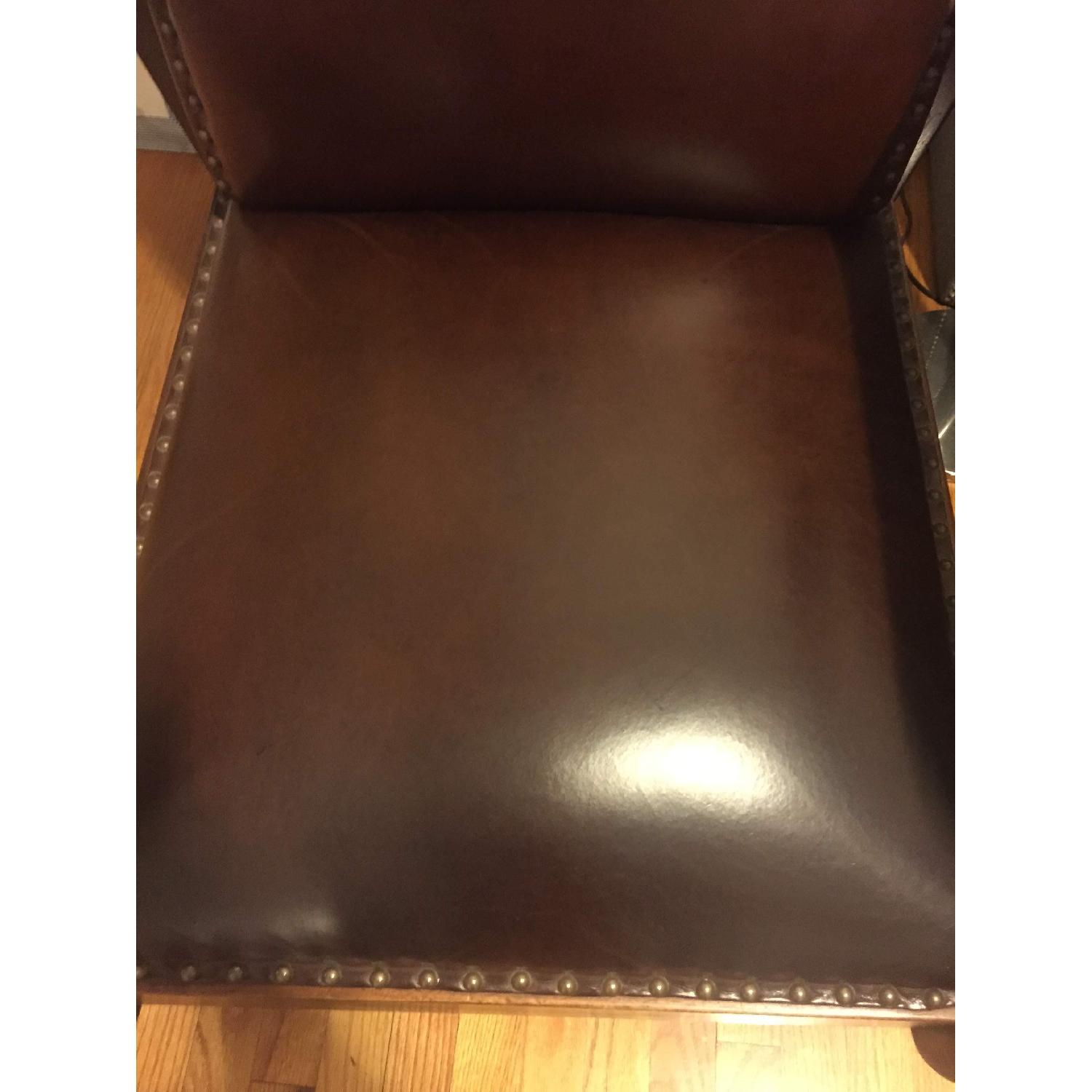 Home Goods Brown Leather & Wood Arm Chair - image-4