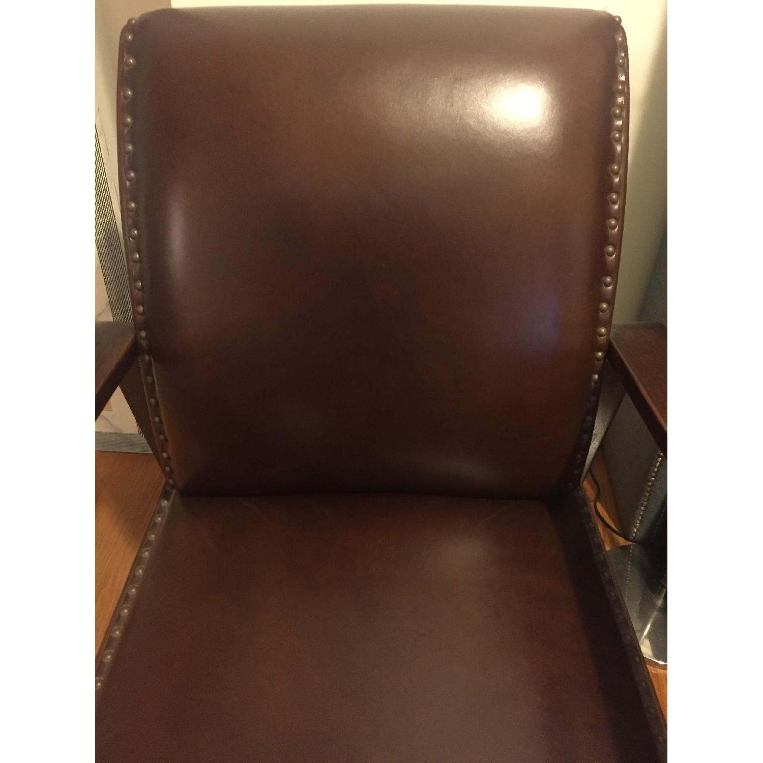 Home Goods Brown Leather & Wood Arm Chair - image-5