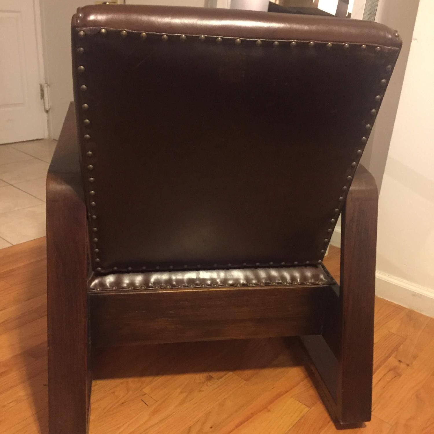 Home Goods Brown Leather & Wood Arm Chair - image-6