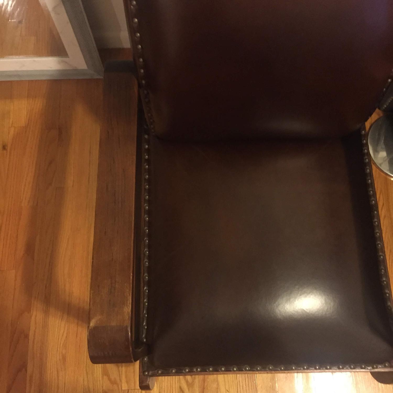 Home Goods Brown Leather & Wood Arm Chair - image-7
