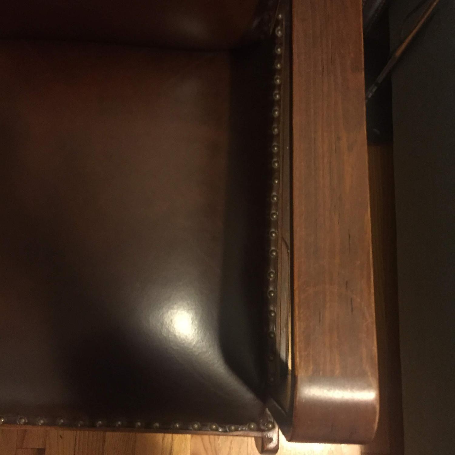 Home Goods Brown Leather & Wood Arm Chair - image-8