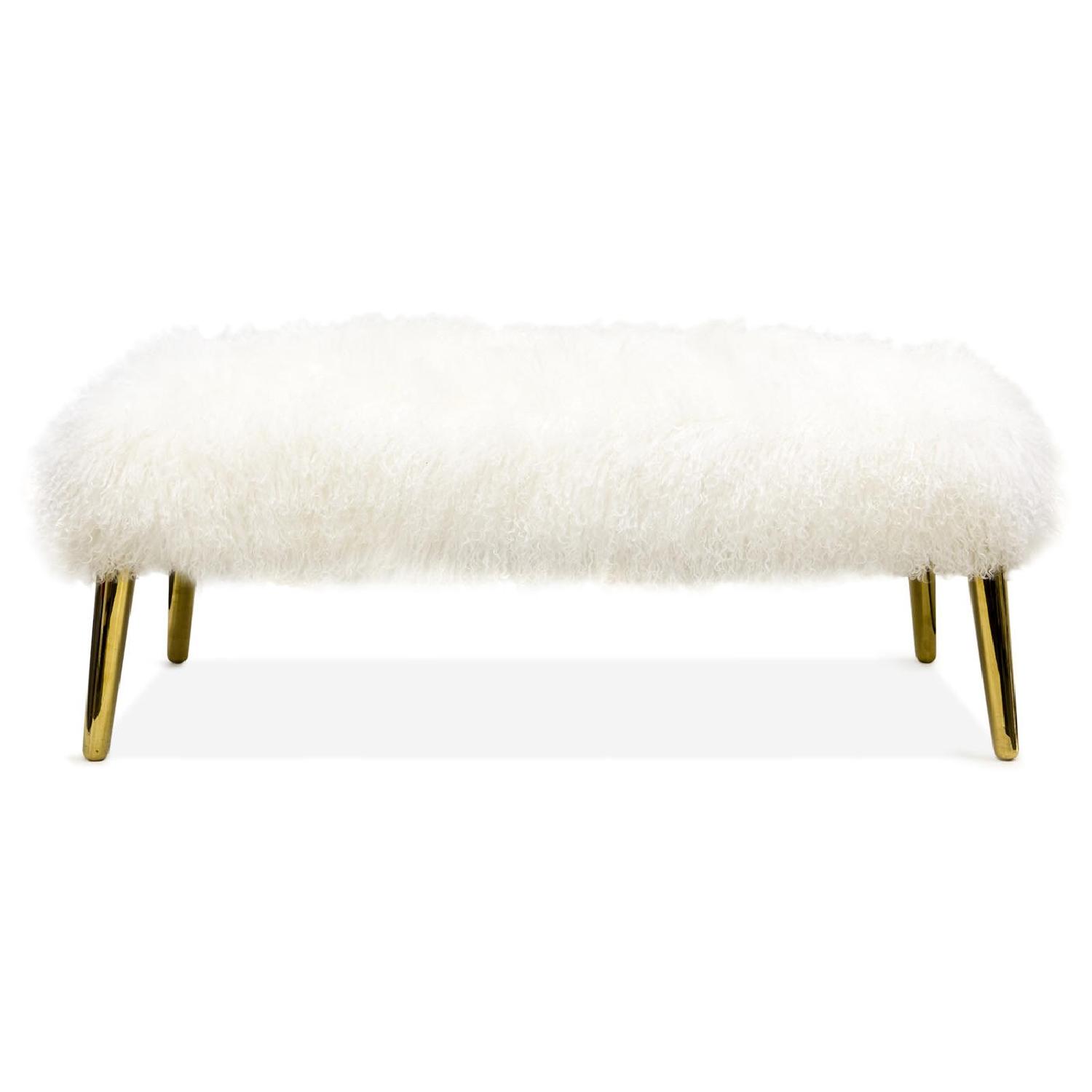 Jonathan Adler Large Mongolian Lamb Bench - image-0