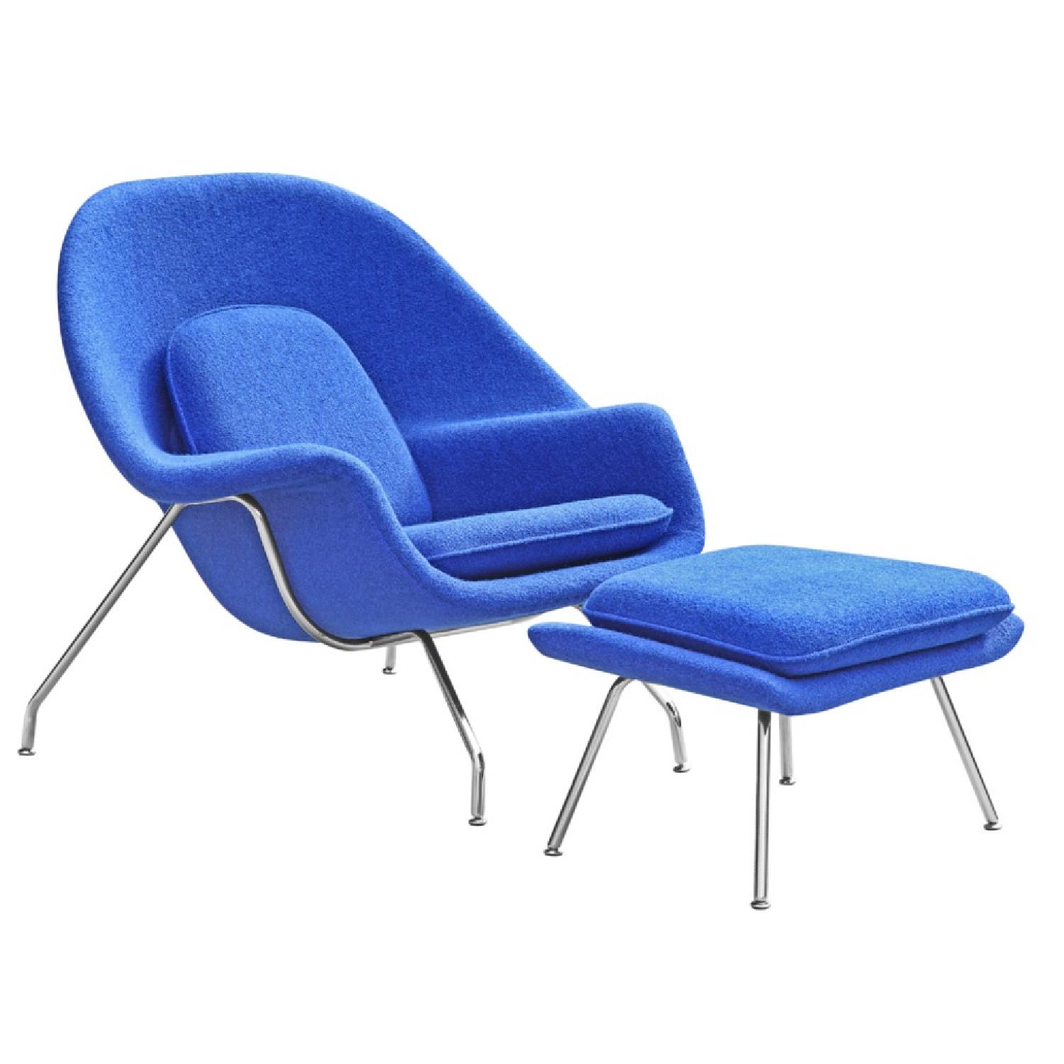Manhattan Home Design Womb Chair & Ottoman in Blue - AptDeco
