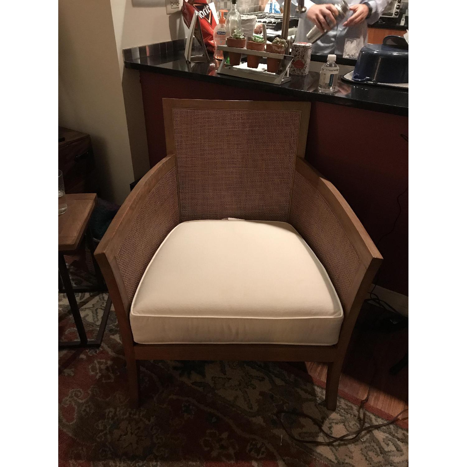 Crate & Barrel Blake Grey Rattan Chair w/ Fabric Cushion - image-2