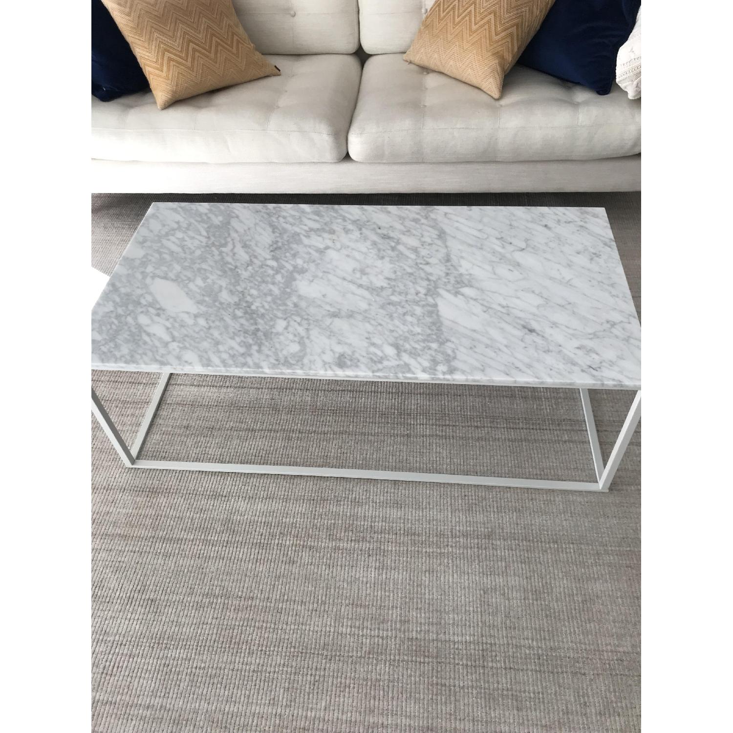 Blu Dot Minimalista White Marble Coffee Table - image-1