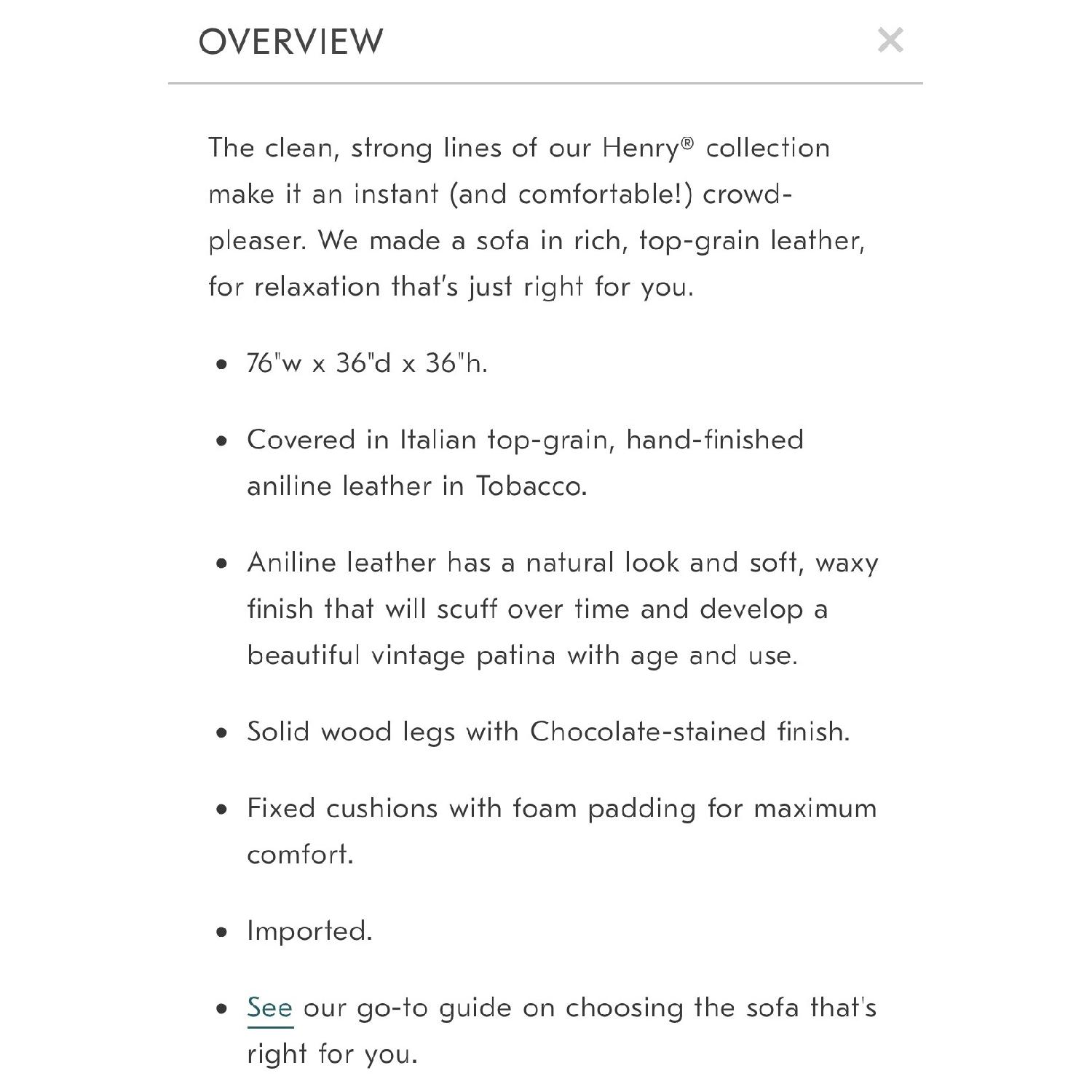 West Elm Henry Tobacco Leather Sofa - image-4