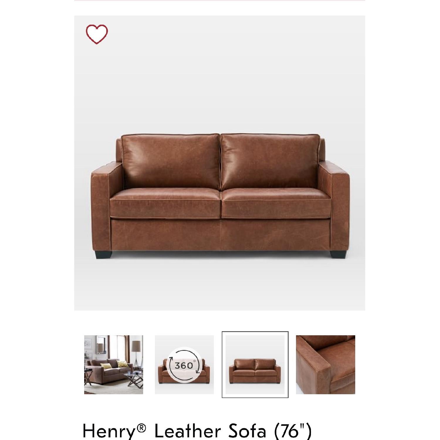 West Elm Henry Tobacco Leather Sofa - image-6