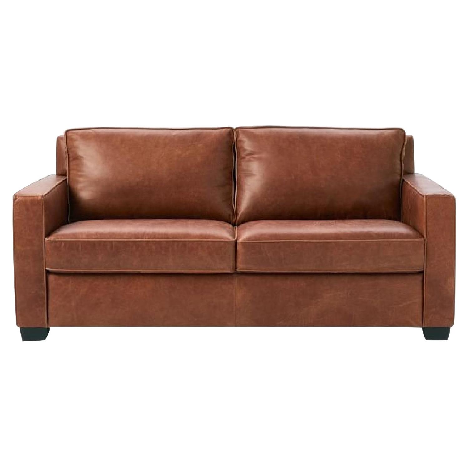 West Elm Henry Tobacco Leather Sofa - image-0