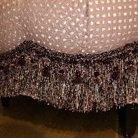 Custom Tufted Round Ottoman w/ Tassel Trim