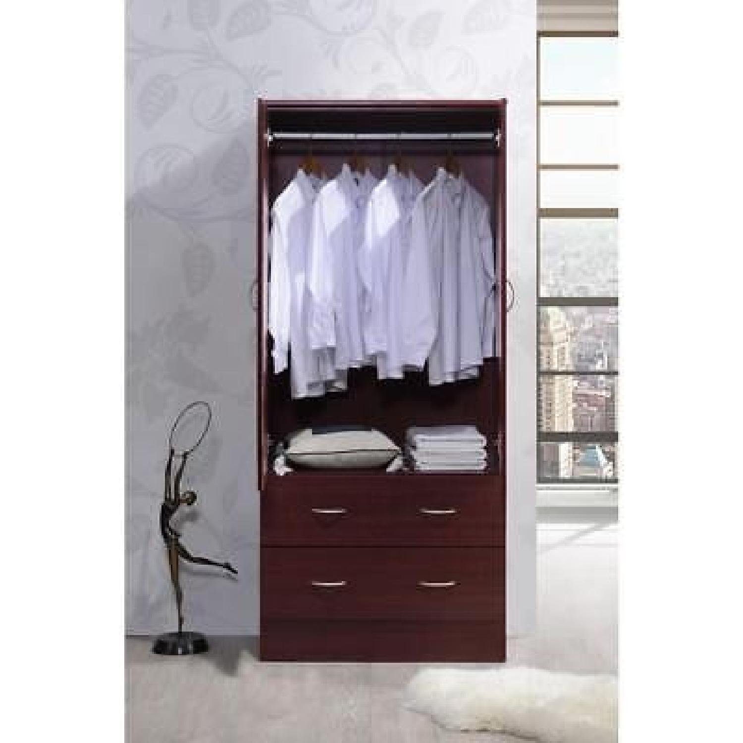 Hodedah 2-Door Armoire w/ 2-Drawers in Mahogany - image-3