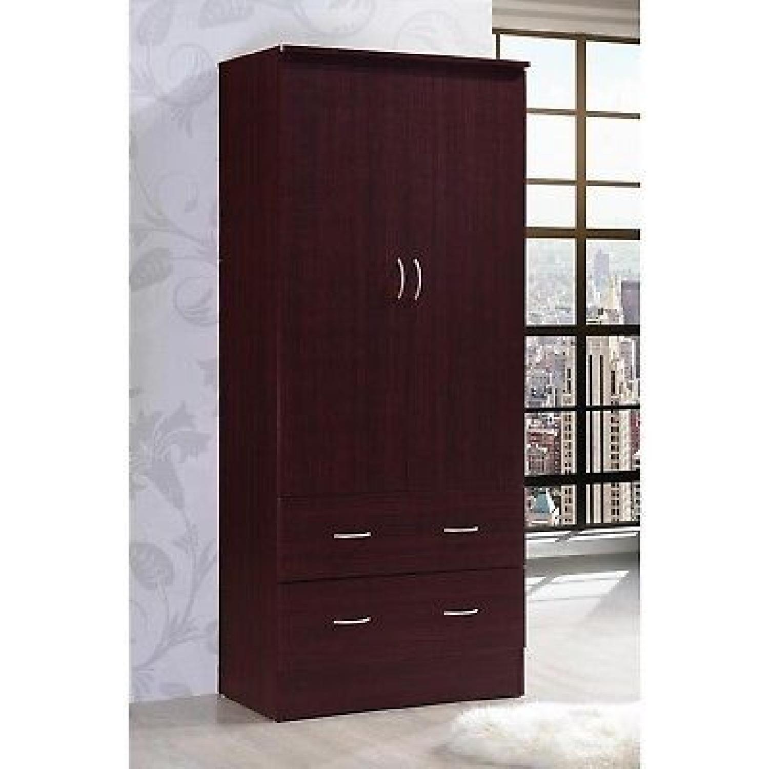 Hodedah 2-Door Armoire w/ 2-Drawers in Mahogany - image-4