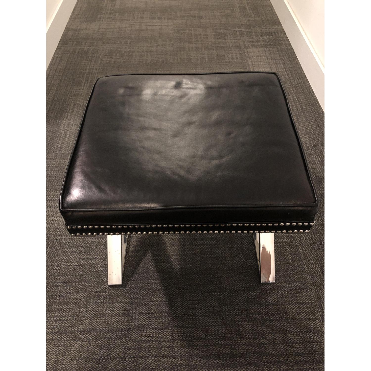 Lexington Lola Black Leather Studded Ottomans - image-1