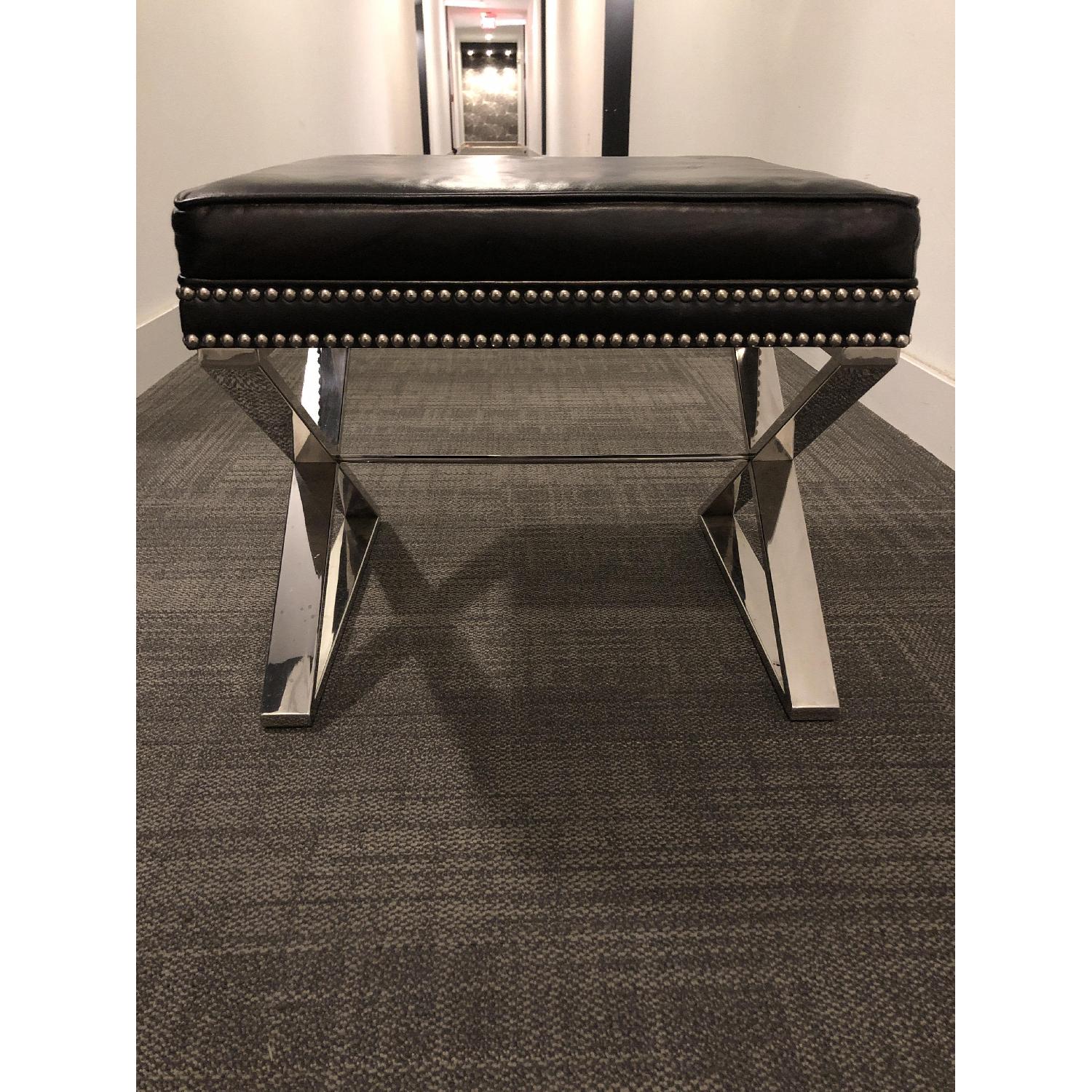 Lexington Lola Black Leather Studded Ottomans - image-2
