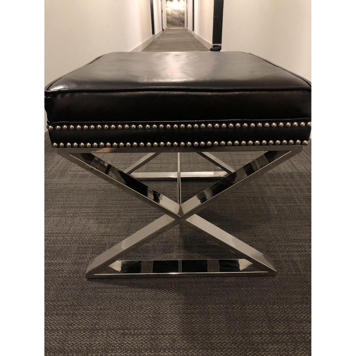 Lexington Lola Black Leather Studded Ottomans - image-3