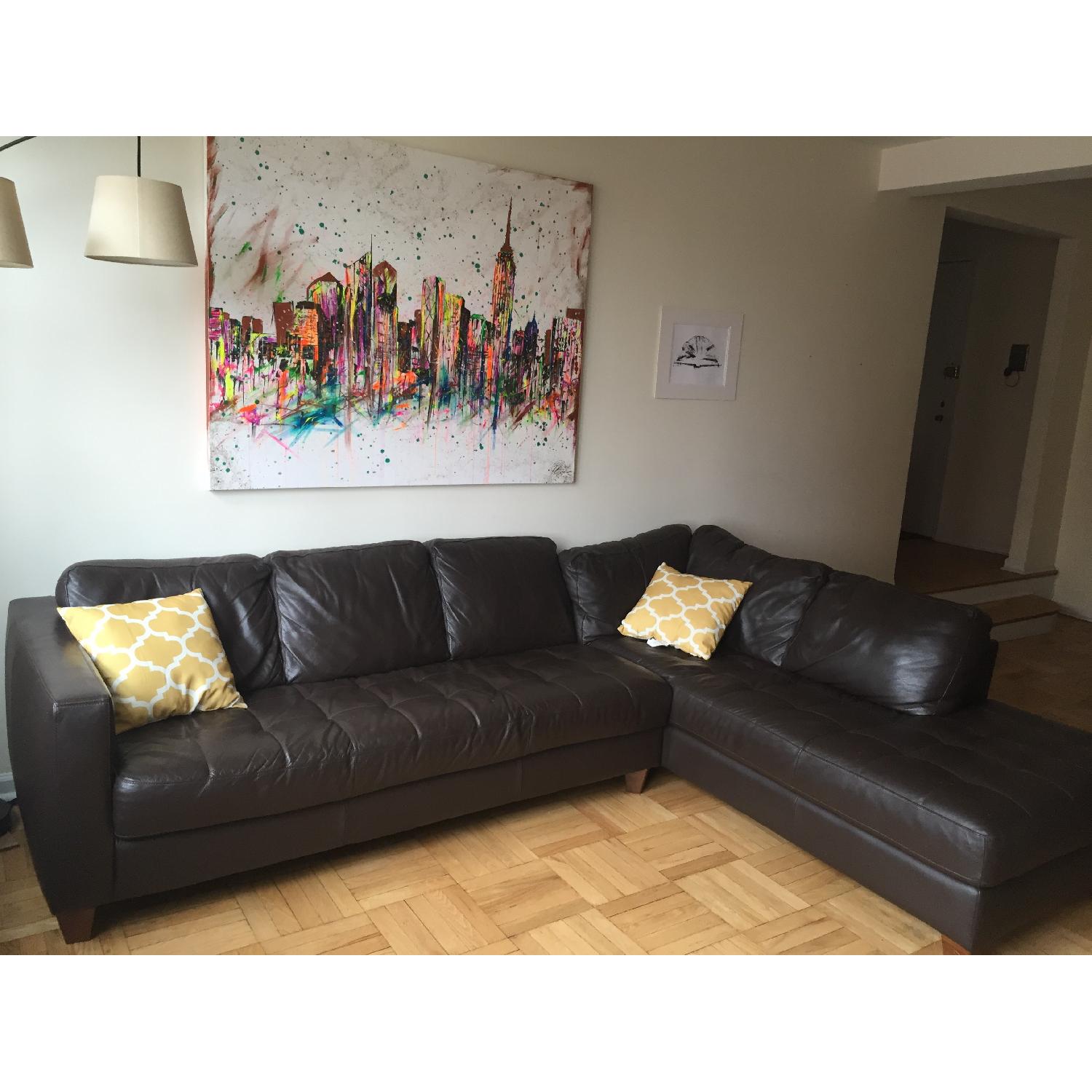 Macy's Milano Leather 2-Piece Chaise Sectional Sofa - image-1