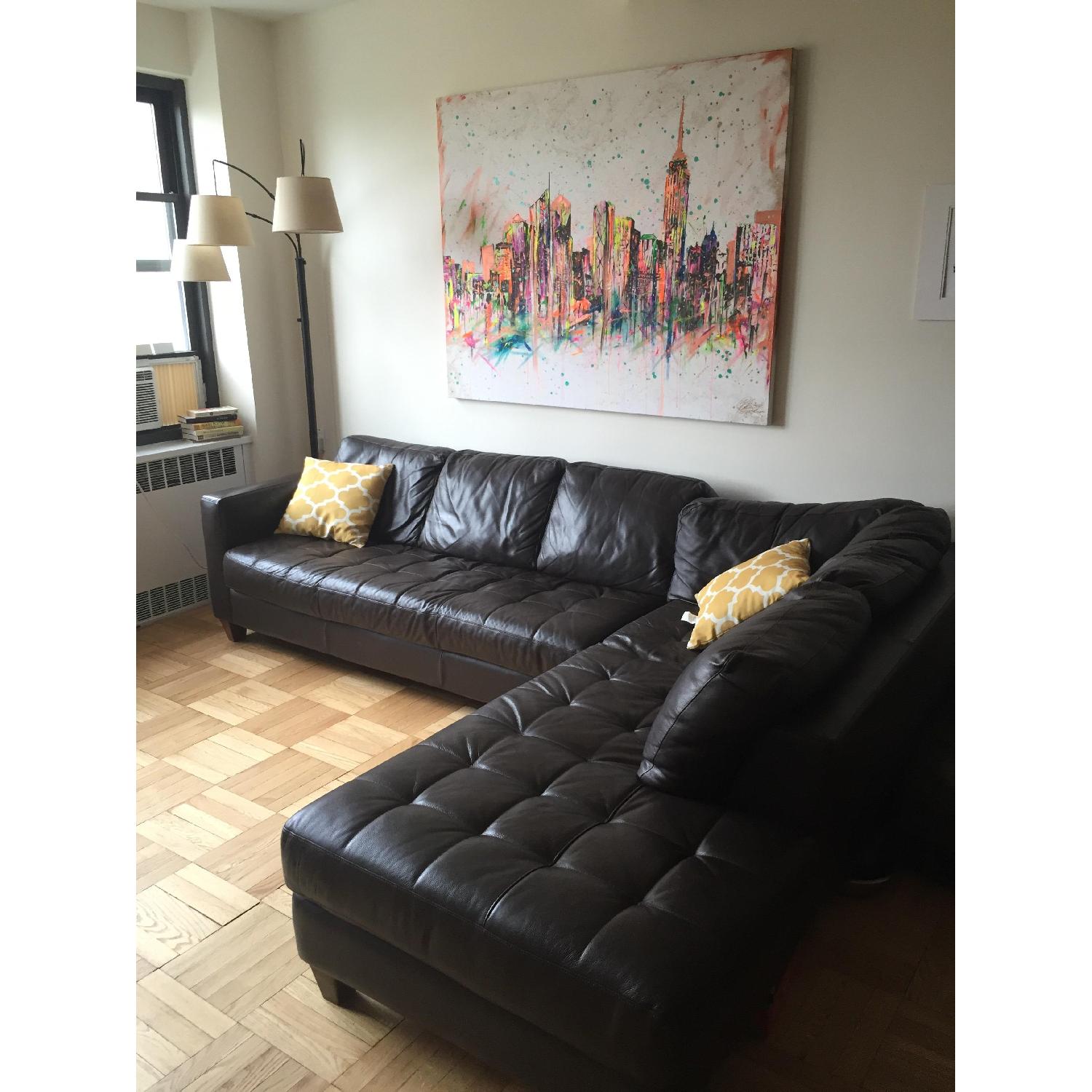 Macy's Milano Leather 2-Piece Chaise Sectional Sofa - image-2