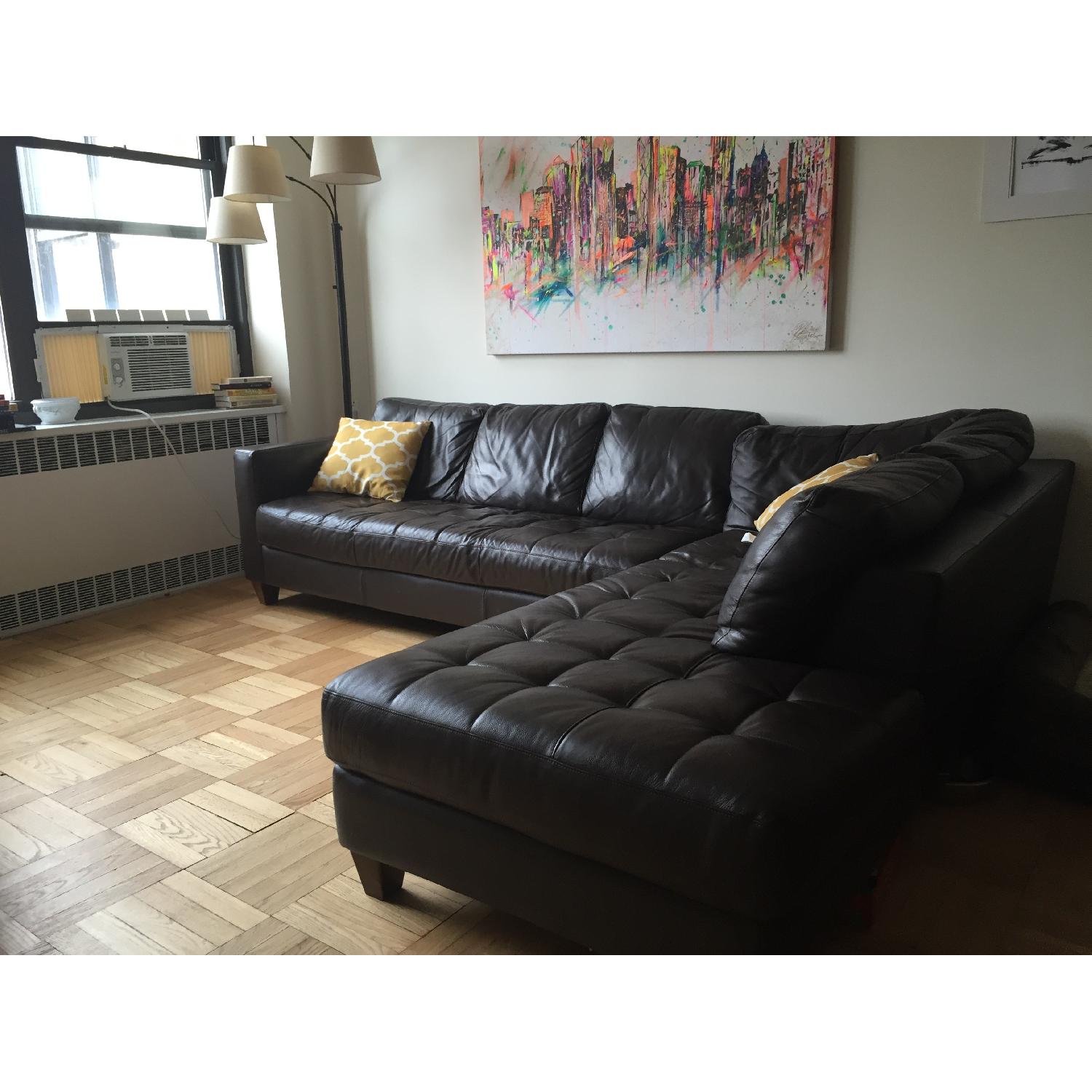 Macy's Milano Leather 2-Piece Chaise Sectional Sofa - image-3