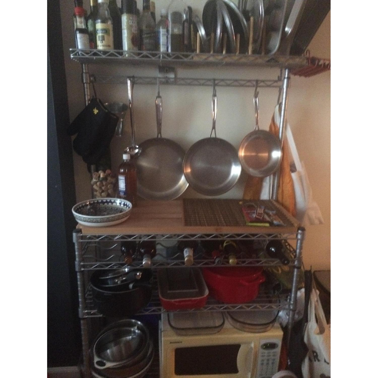 InterMetro Baker's Rack w/ Wine Rack in Silver - AptDeco