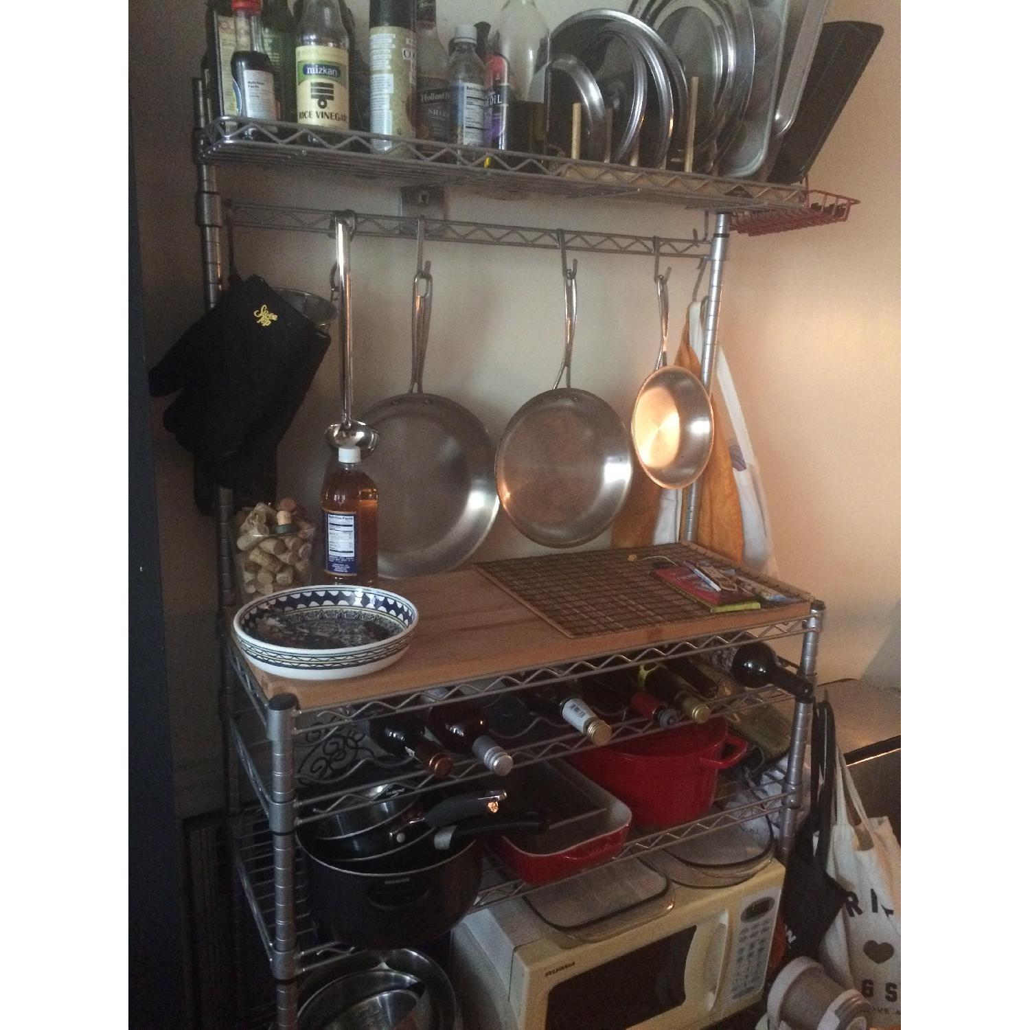 InterMetro Baker's Rack w/ Wine Rack in Silver - AptDeco