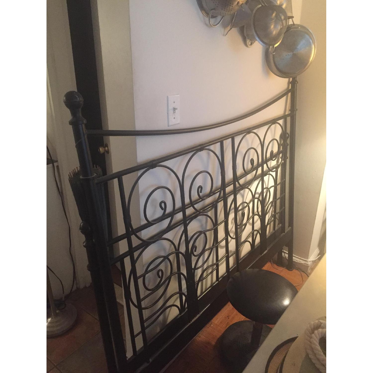 Ikea Black Metal Scroll Queen Size Bed Frame w/ Slats - image-2