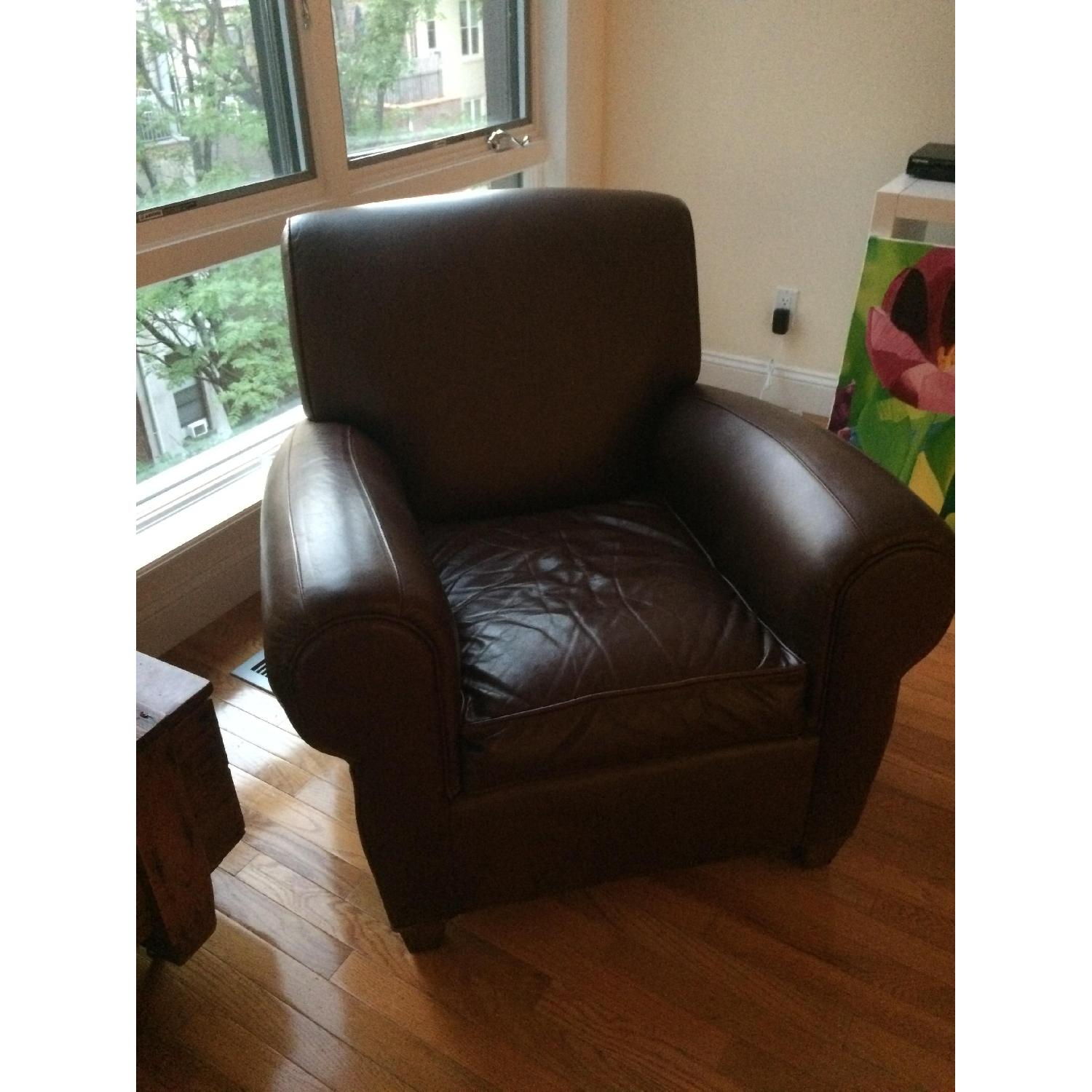 Pottery Barn Manhattan Leather Armchair - image-1