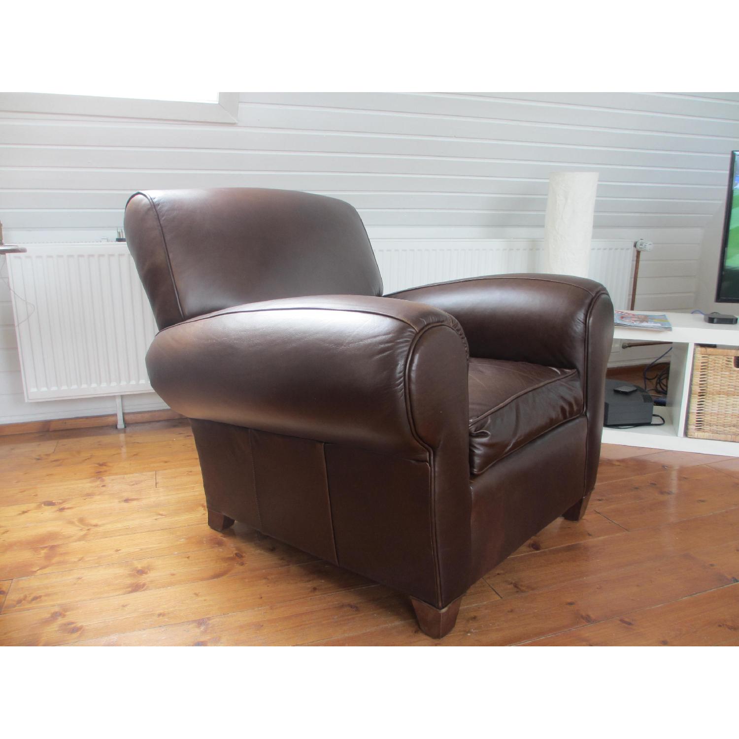 Pottery Barn Manhattan Leather Armchair - image-3