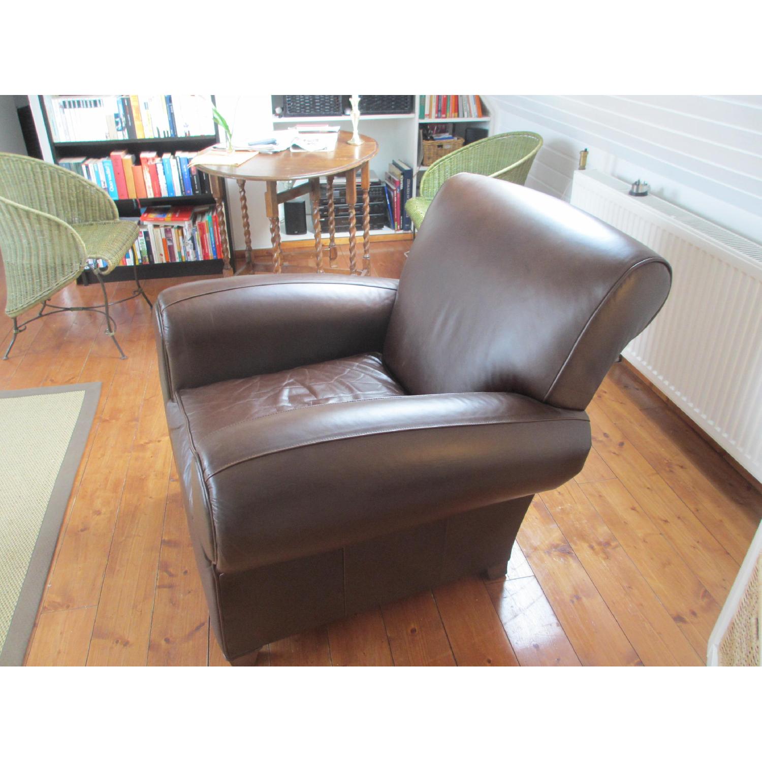 Pottery Barn Manhattan Leather Armchair - image-4