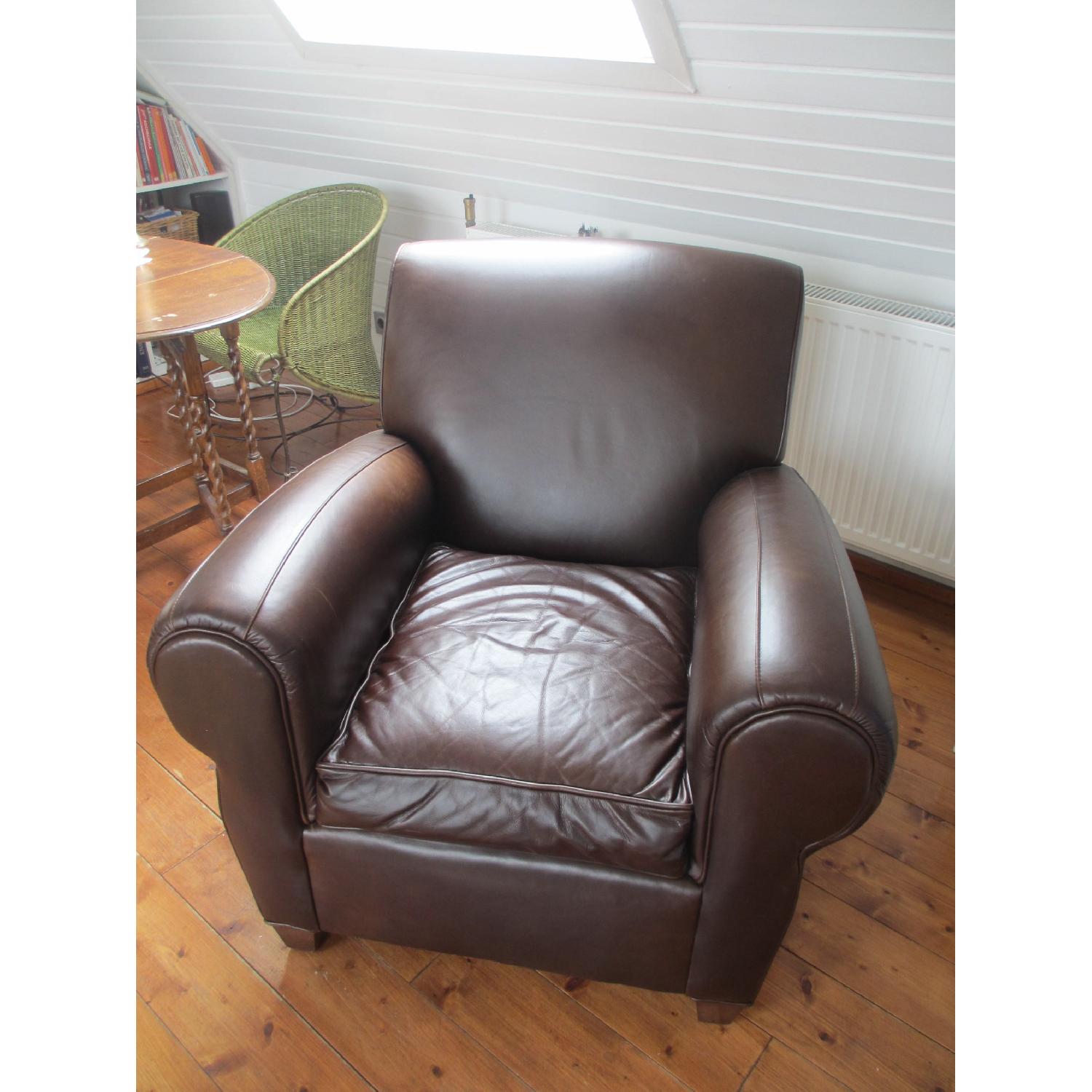 Pottery Barn Manhattan Leather Armchair - image-6