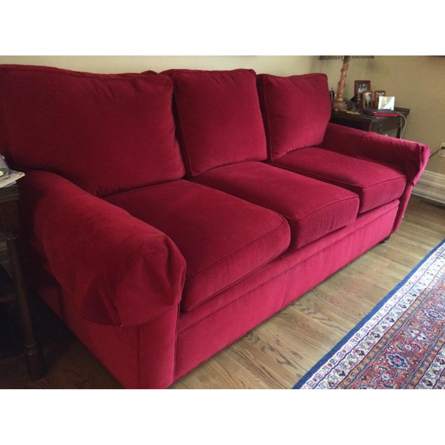 Drexel Heritage Red Microsuede Couch - image-2