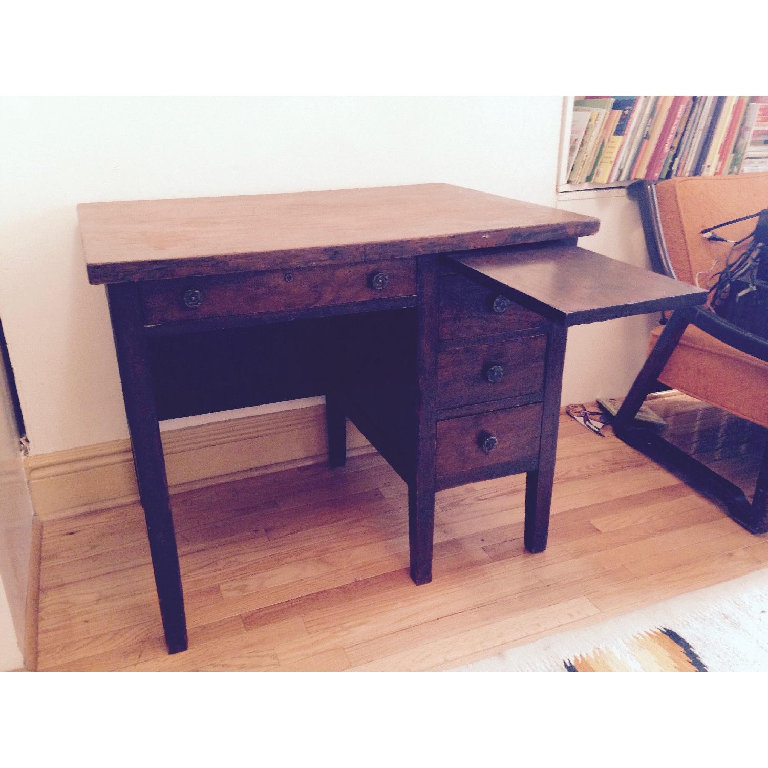 Vintage Solid Walnut Rishel Desk w/ Extender & Locking Mechanism +