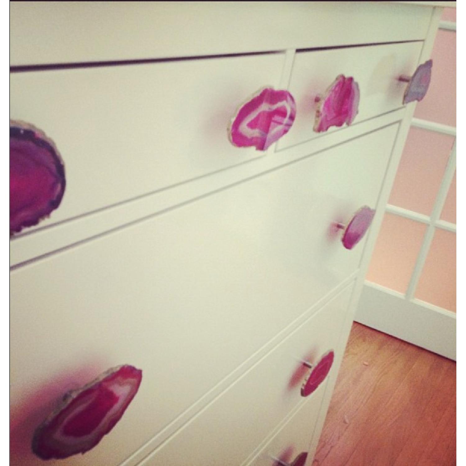 white dresser pink knobs Standard Furniture Sweet Dreams Six Drawer Dresser in White & Pink 59709