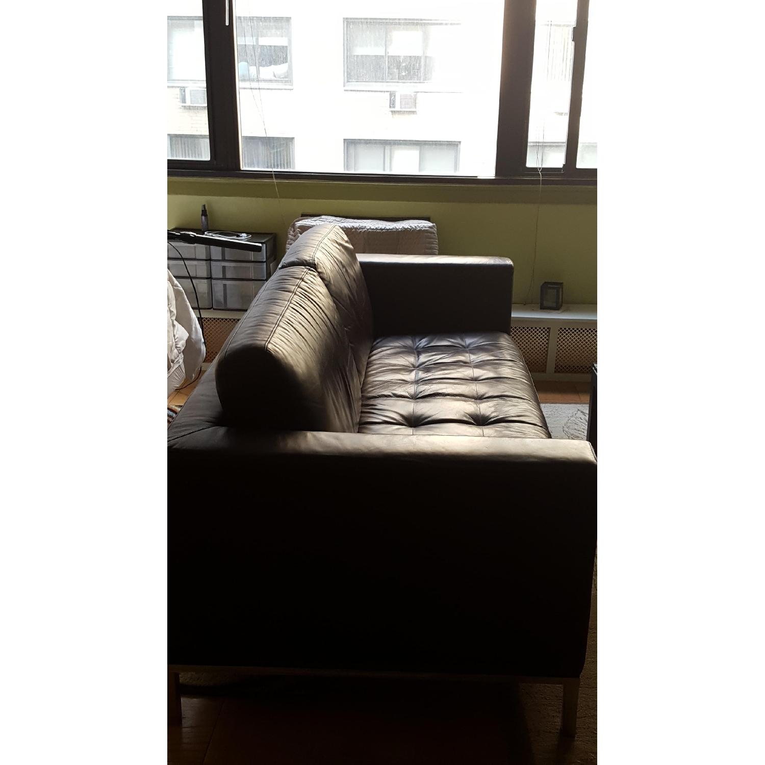 Macy's Natuzzi Brown Leather Sofa AptDeco