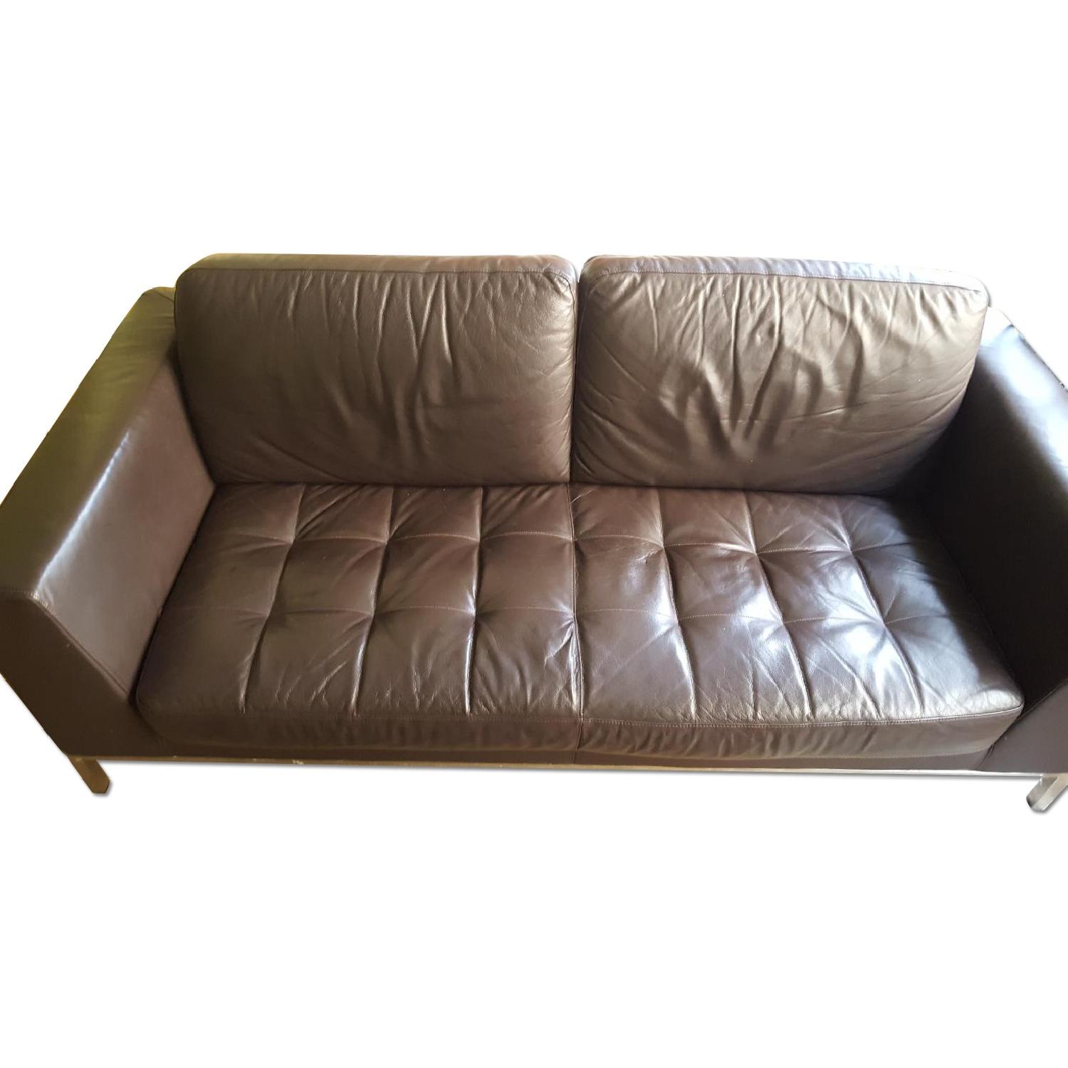 Macy's Natuzzi Brown Leather Sofa AptDeco