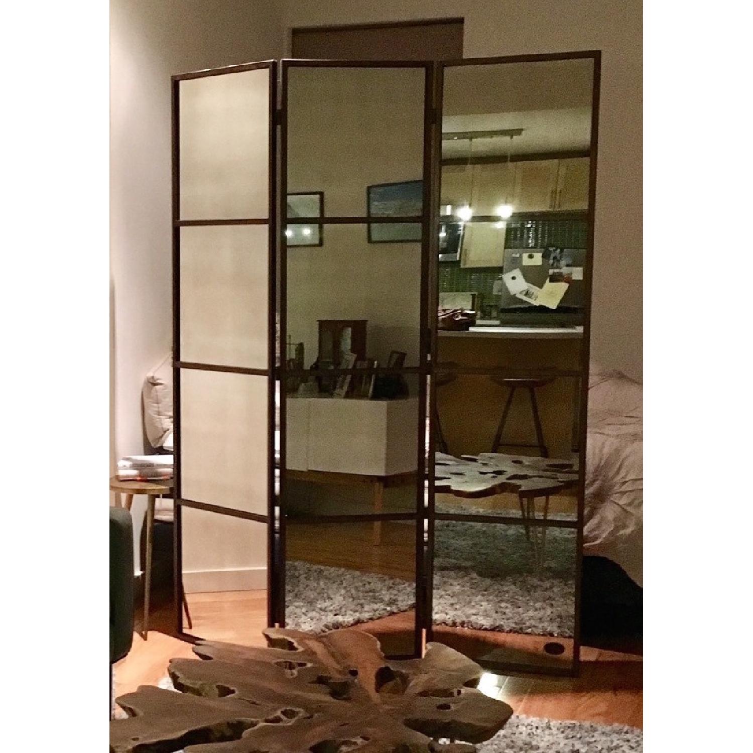 Antique Three Paneled Mirror Room Divider - image-1