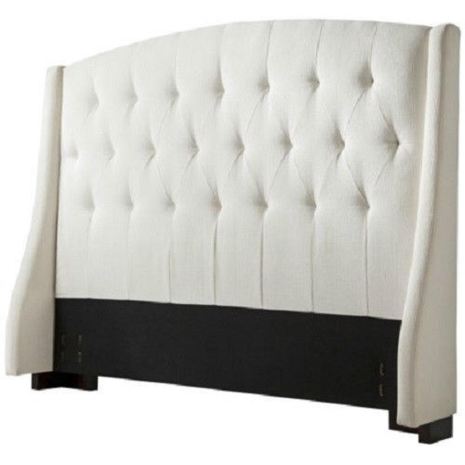 Full/Queen White Fabric Tufted Headboard AptDeco