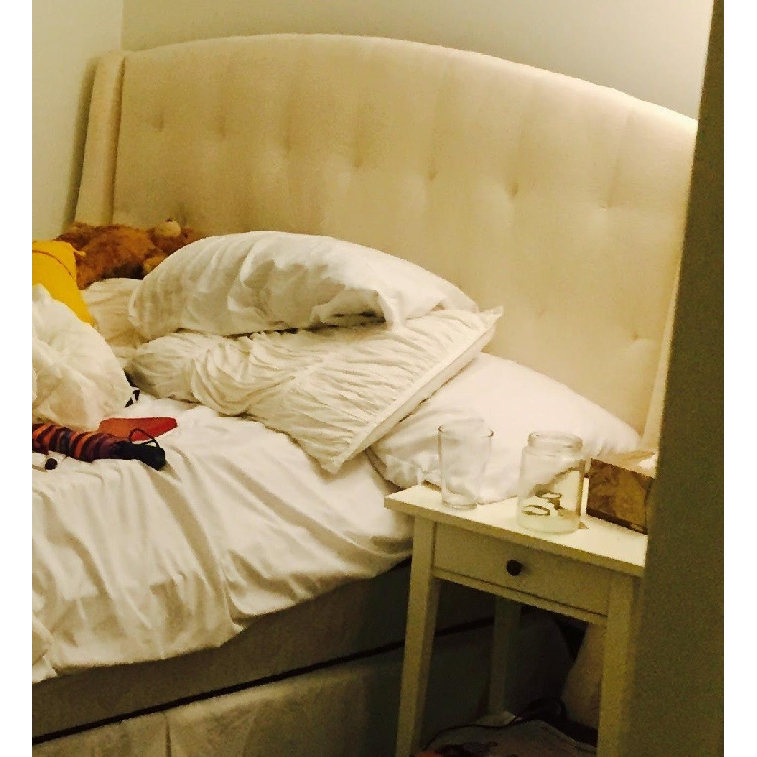 Full/Queen White Fabric Tufted Headboard - image-2