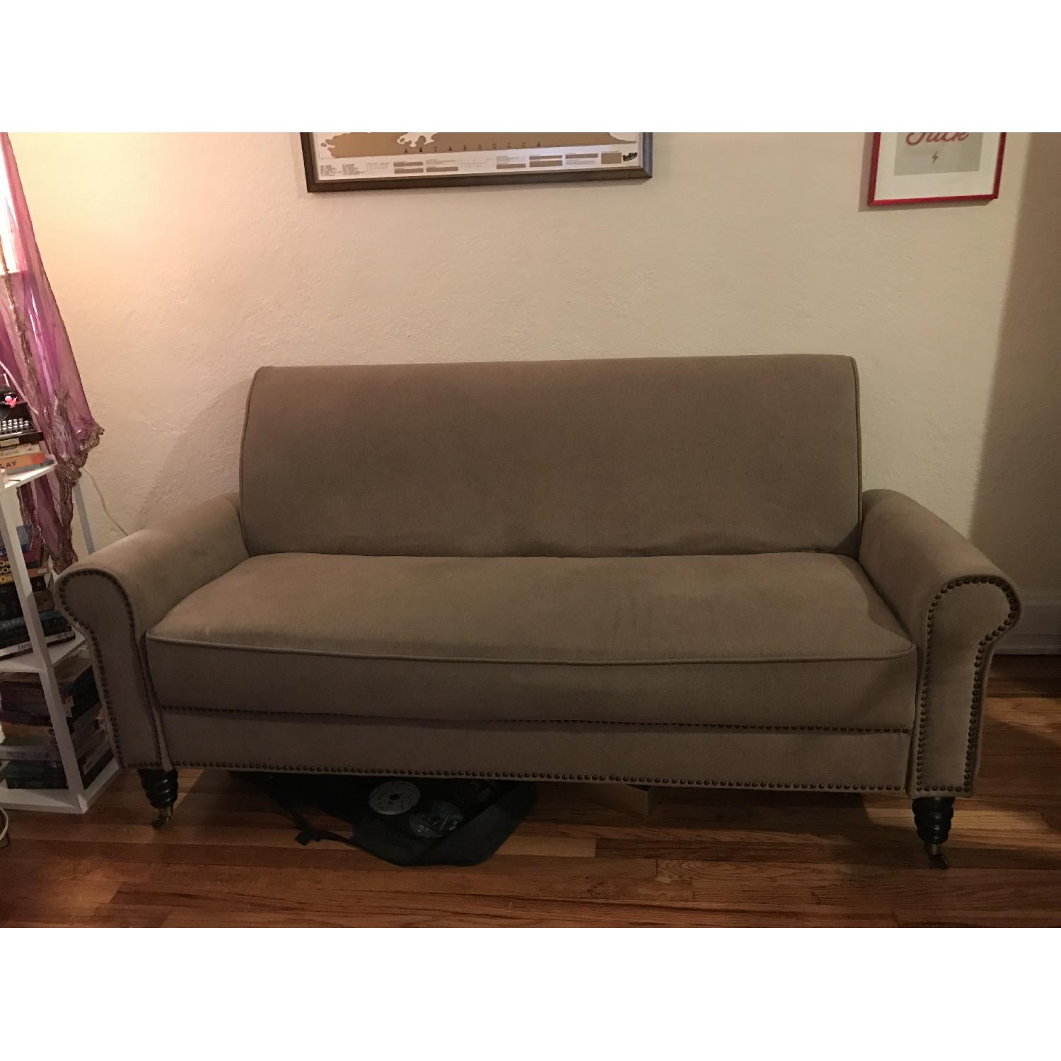 Better Living Hyde Tan-Grey Velvet Sofa - image-1
