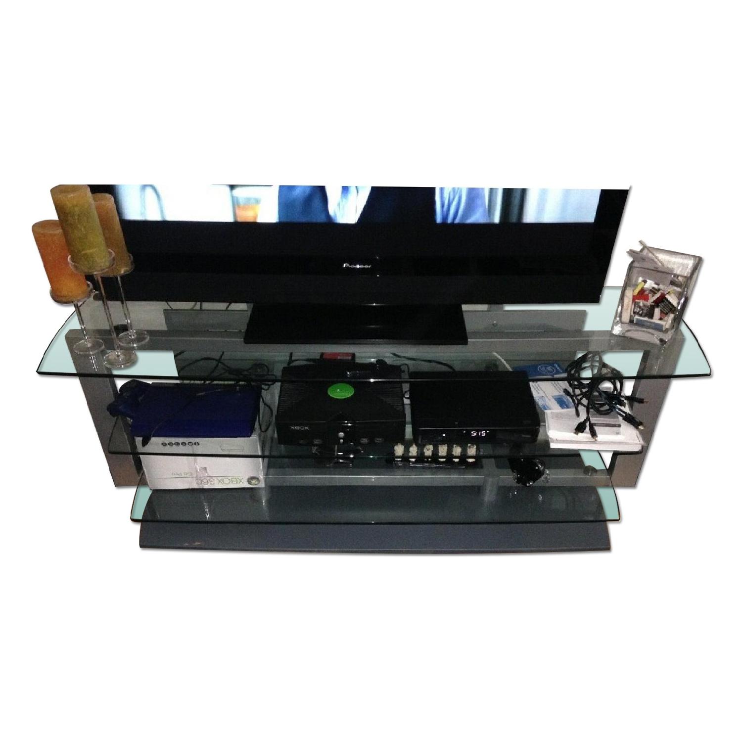 BDI Furniture Icon Glass TV Stand/Entertainment center AptDeco