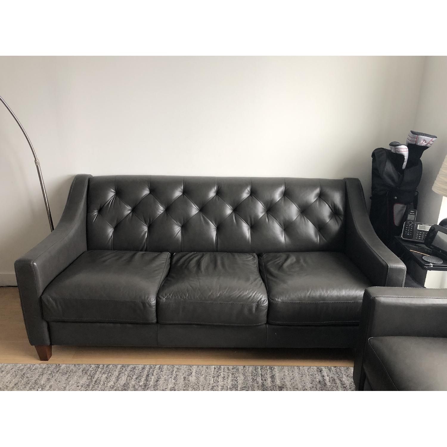 Macy's Claudia II Top Grain Italian Leather Sofa + Armchair - image-1