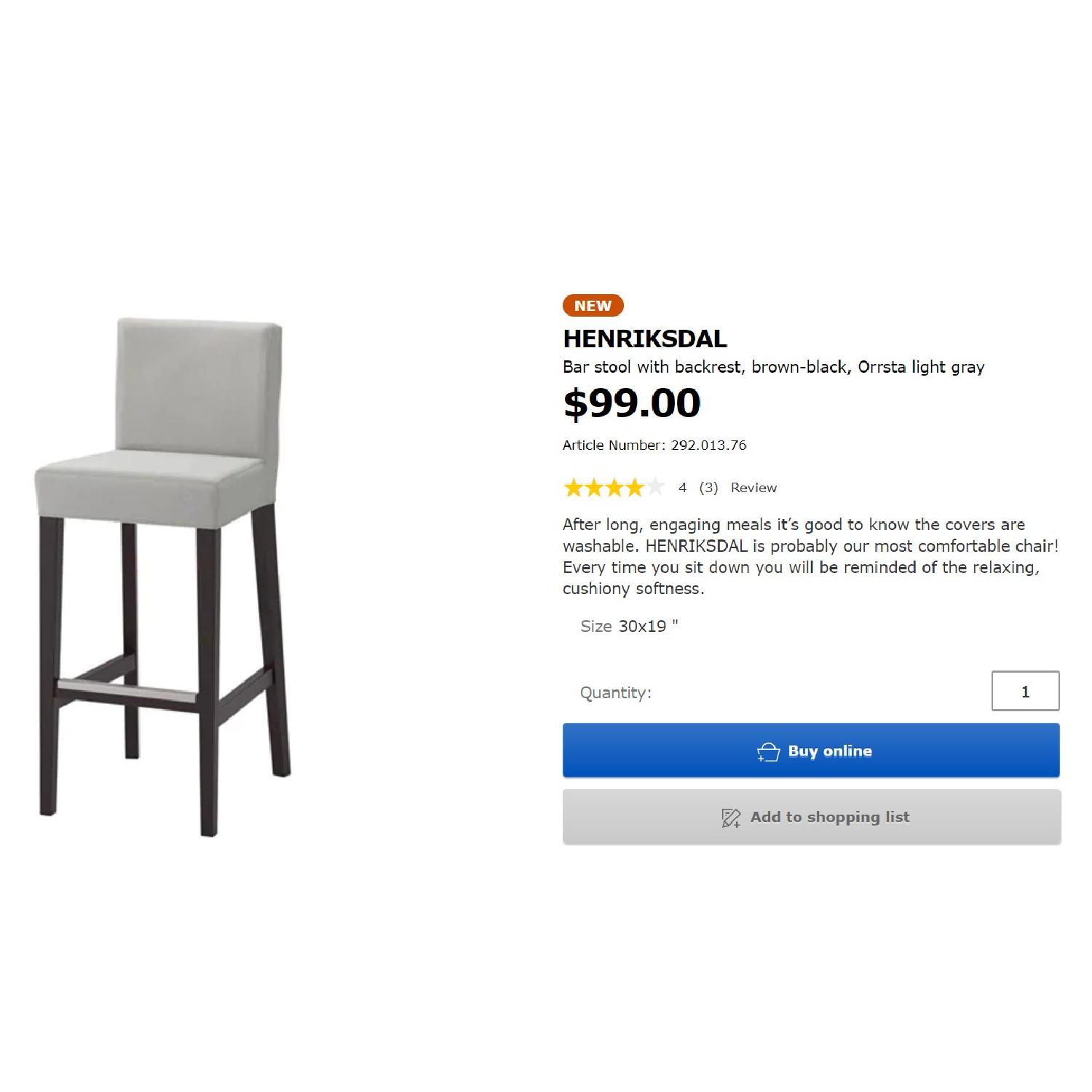 Ikea Henriksdal Light Grey Bar Stool - AptDeco