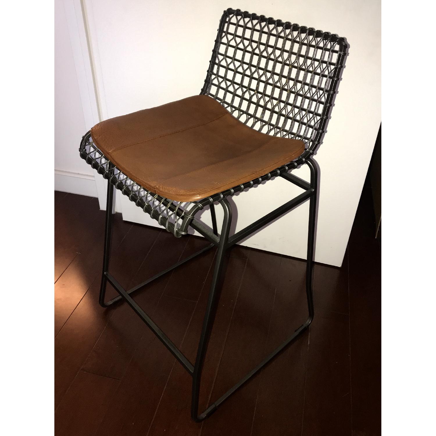 Crate & Barrel Tig Counter Stools w/ Custom Cushions - image-1