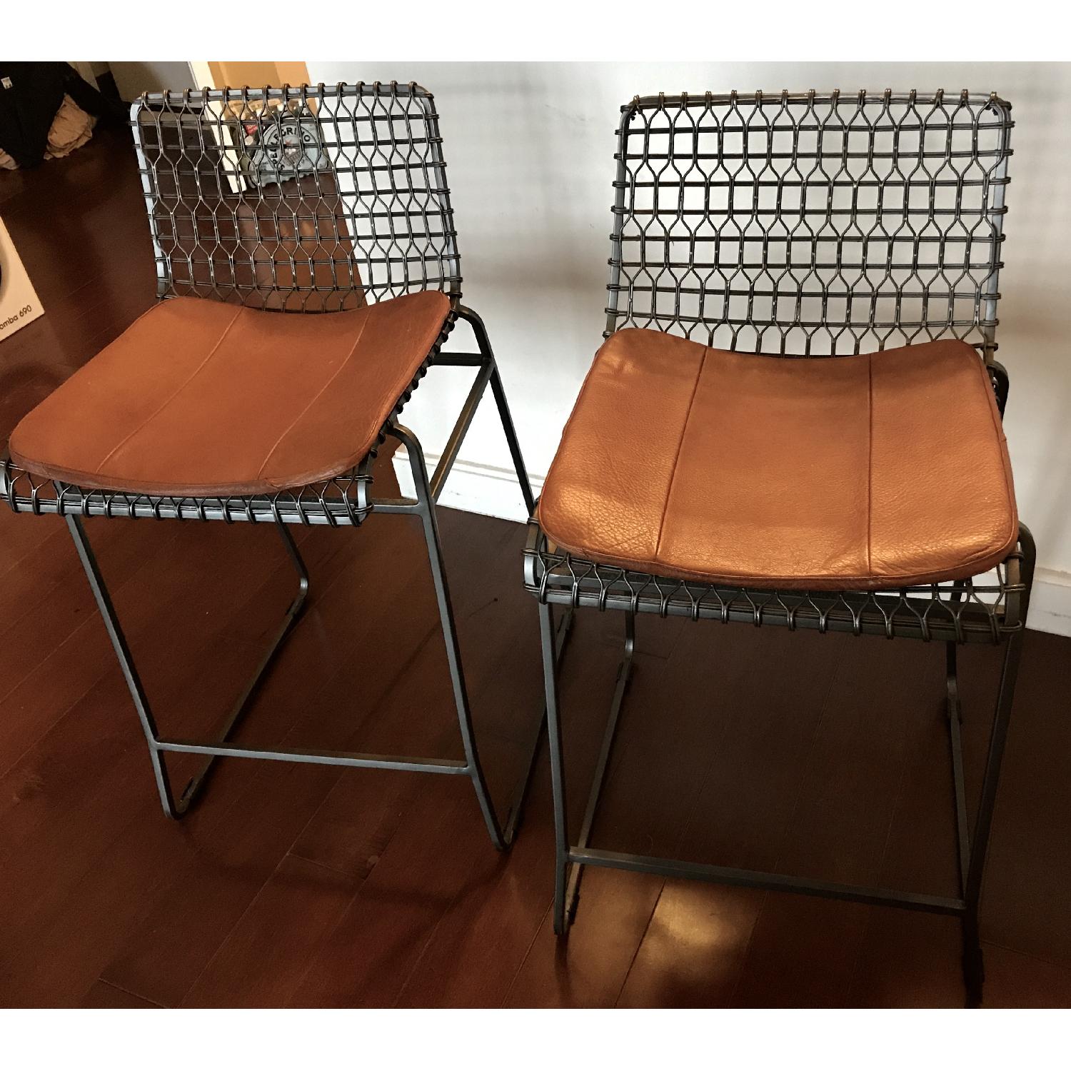 Crate & Barrel Tig Counter Stools w/ Custom Cushions - image-2