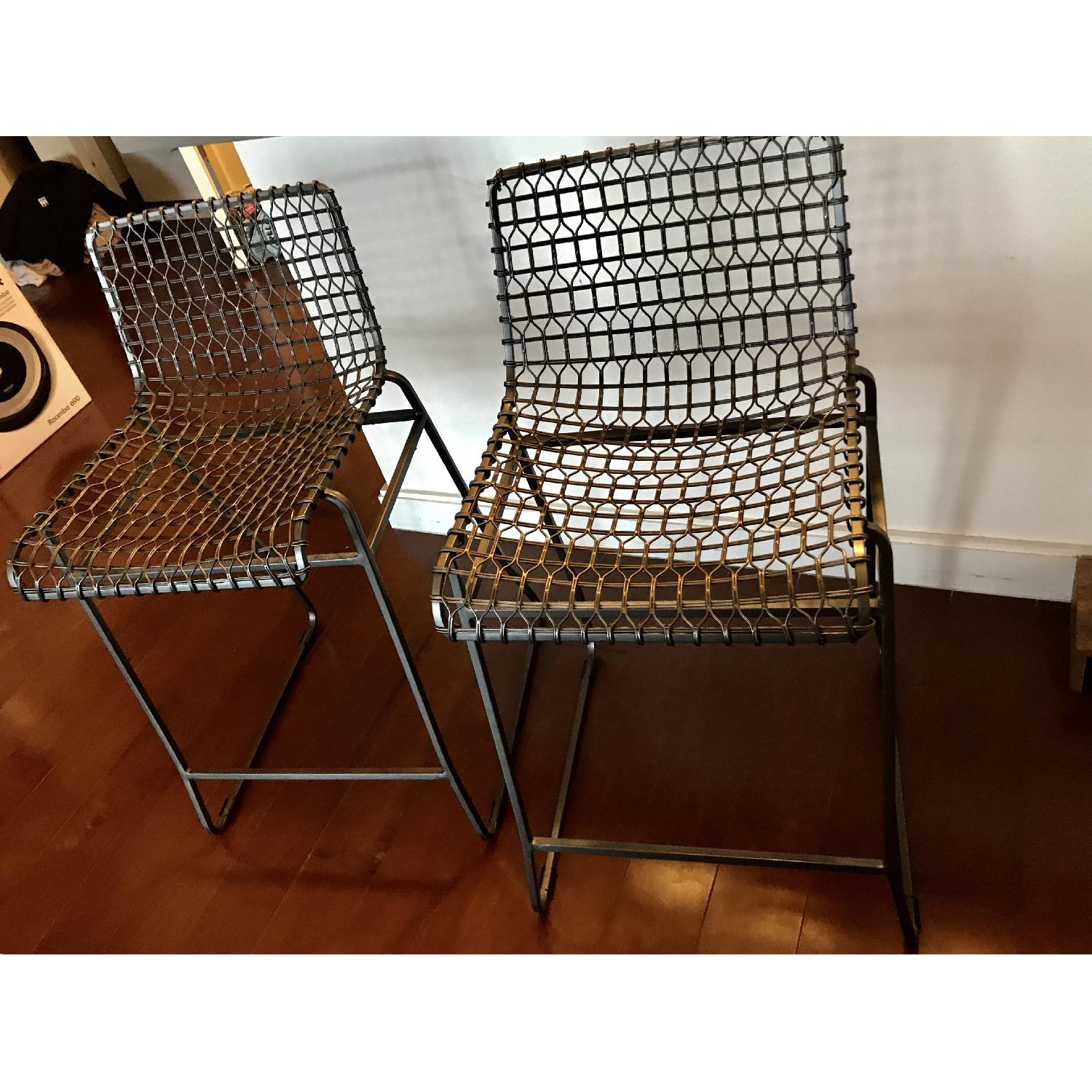 Crate & Barrel Tig Counter Stools w/ Custom Cushions - image-3