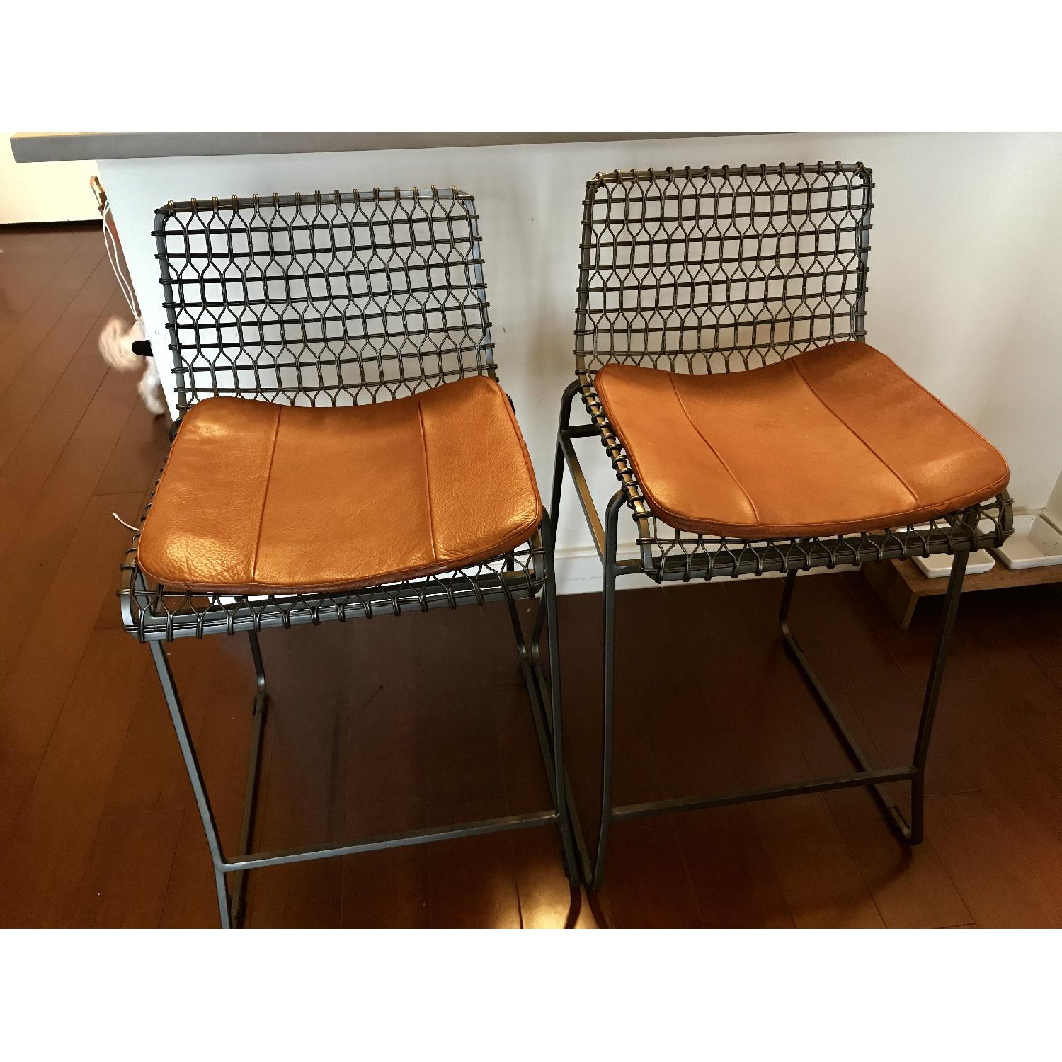 Crate & Barrel Tig Counter Stools w/ Custom Cushions - image-4