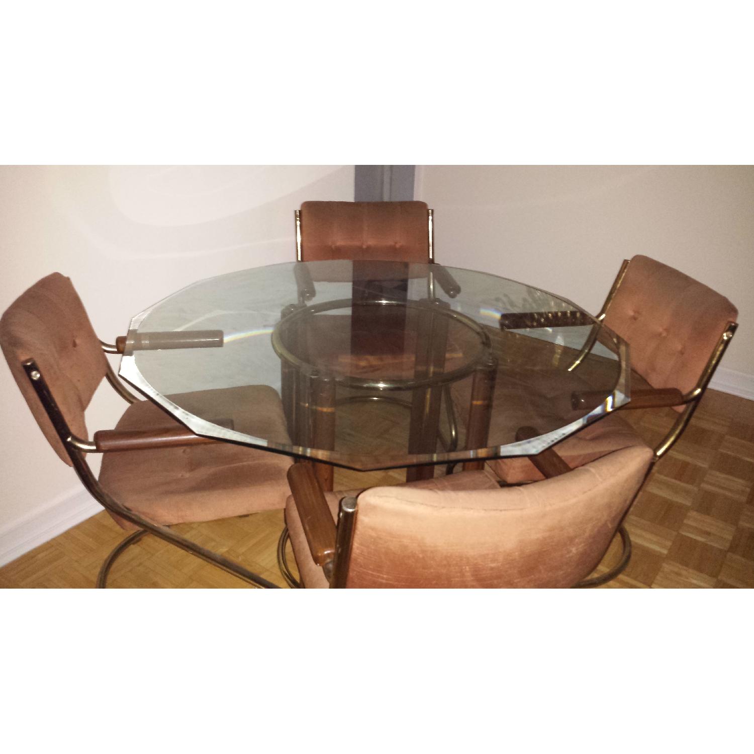 Vintage Glass Top Dining Table AptDeco