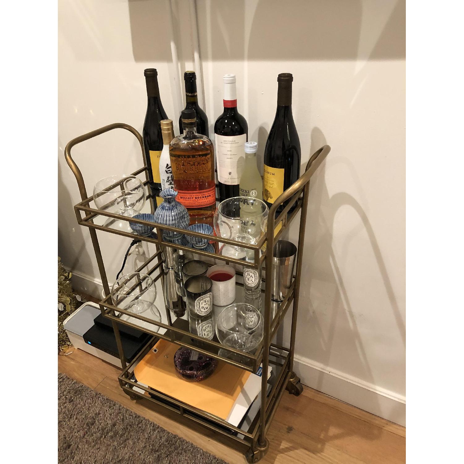 Gold Three-Tiered Rolling Bar Cart - image-2